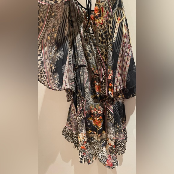 Camilla Animal Iprint Shoestring Strap Crystal Embellished Silk Playsuit sz L - Picture 4 of 6